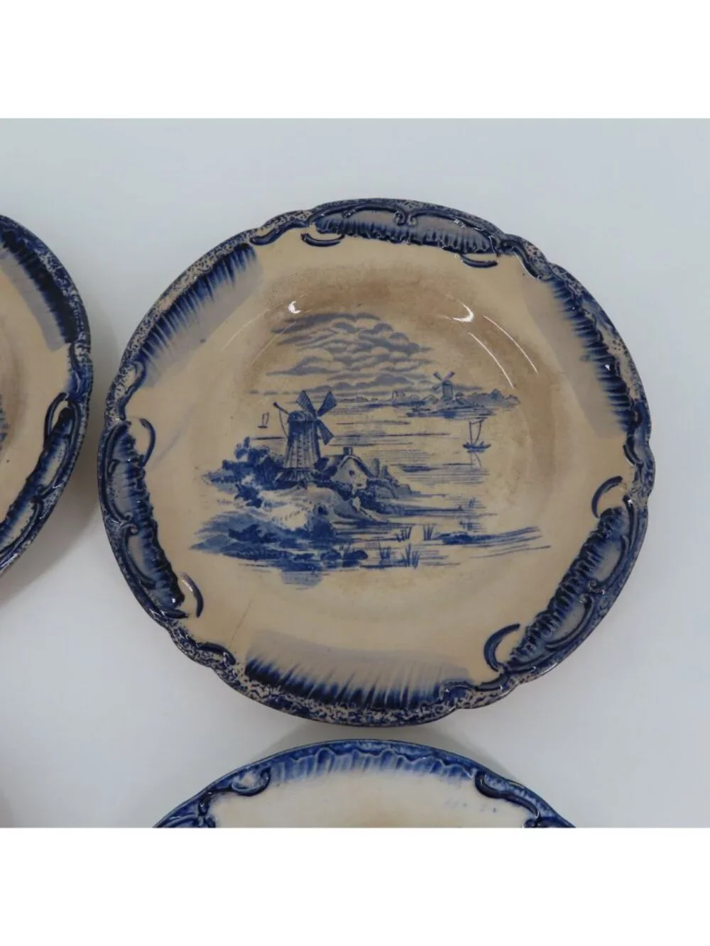 Empire Works Stoke On Trent Windmill Sailboat Scene Plates 6.6in 6.3in England